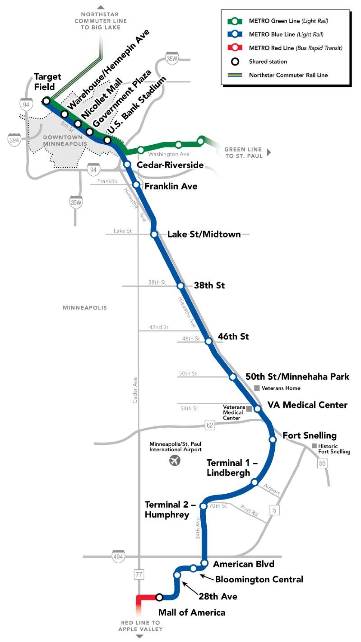 washington metro linia albastră arată hartă