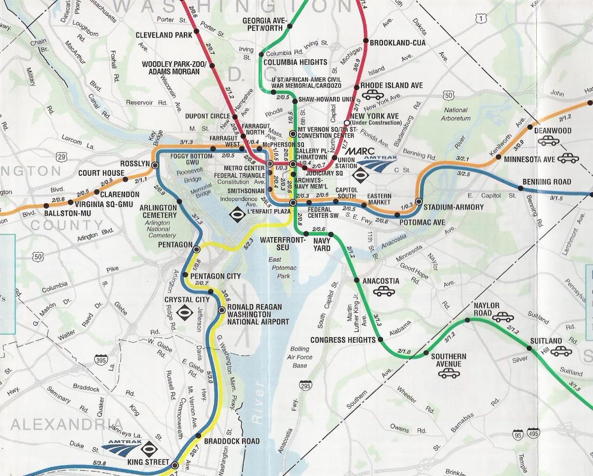 washington dc hartă, cu stații de metrou
