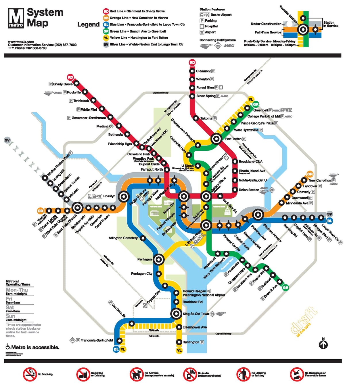 washington dc linia de metrou hartă