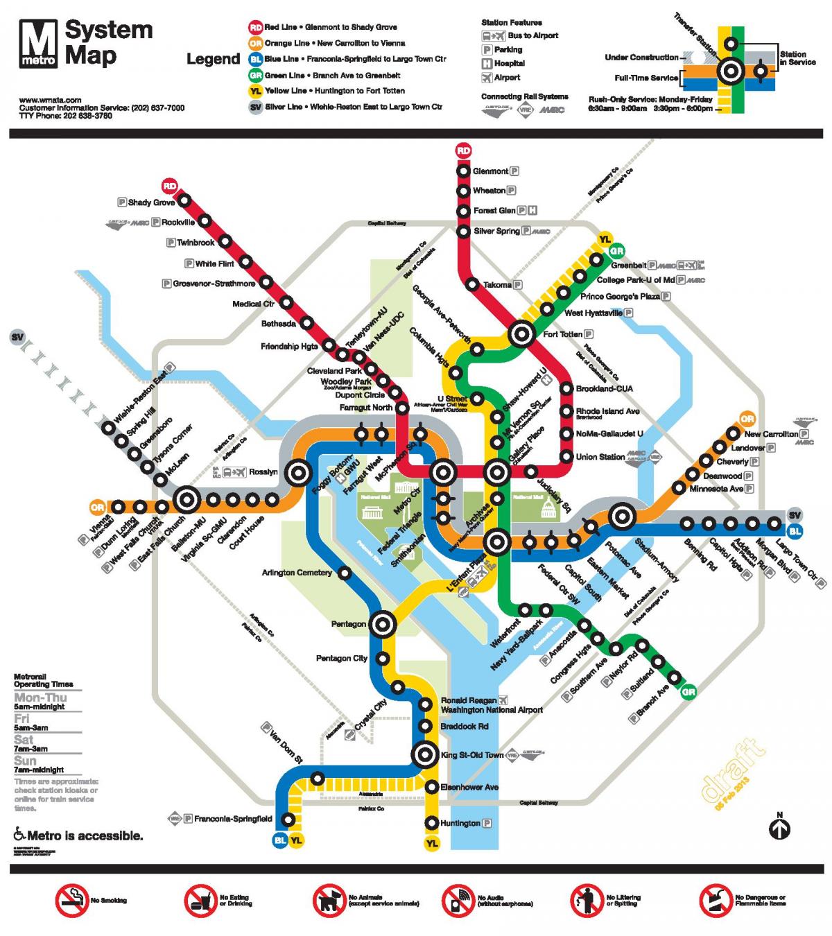 washington dc linia de metrou hartă