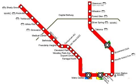 washington dc linia roșie arată hartă