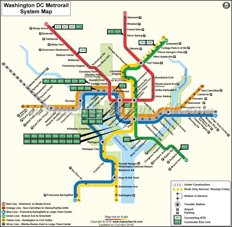 washington dc tramvai hartă