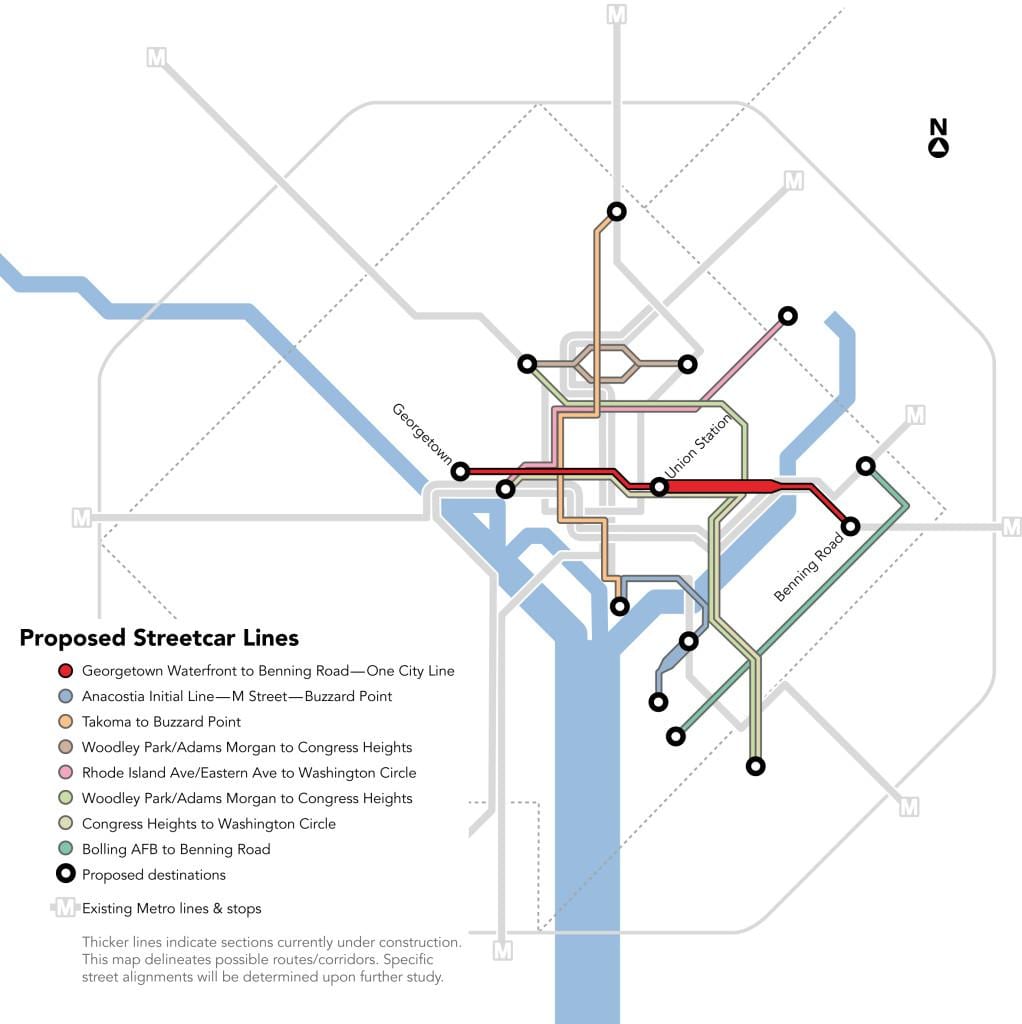 washington dc tramvai hartă