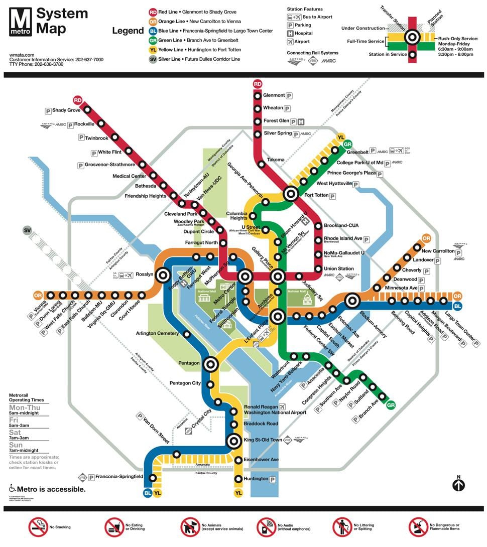 washington dc tranzit publice hartă