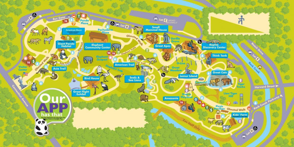 grădina zoologică din washington hartă