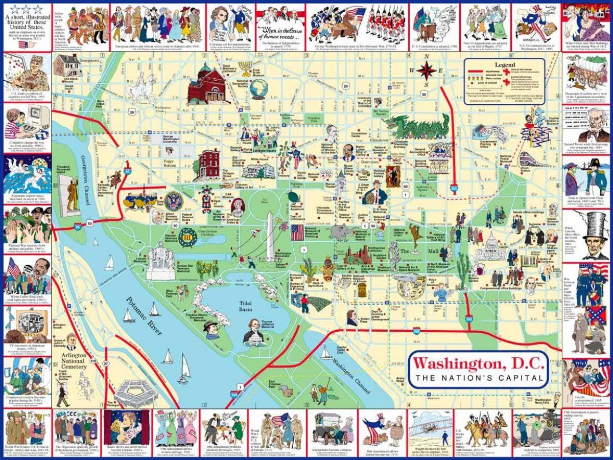 harta hartă de mers pe jos de atracții washington dc