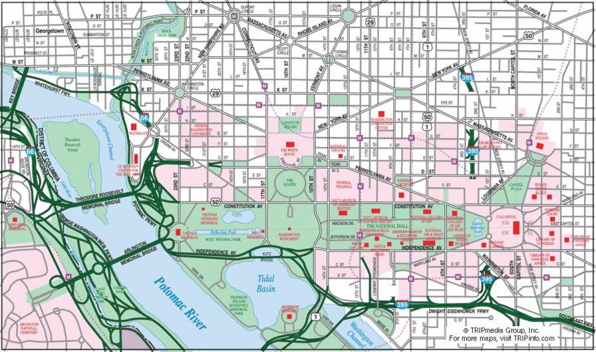 washington downtown arată hartă