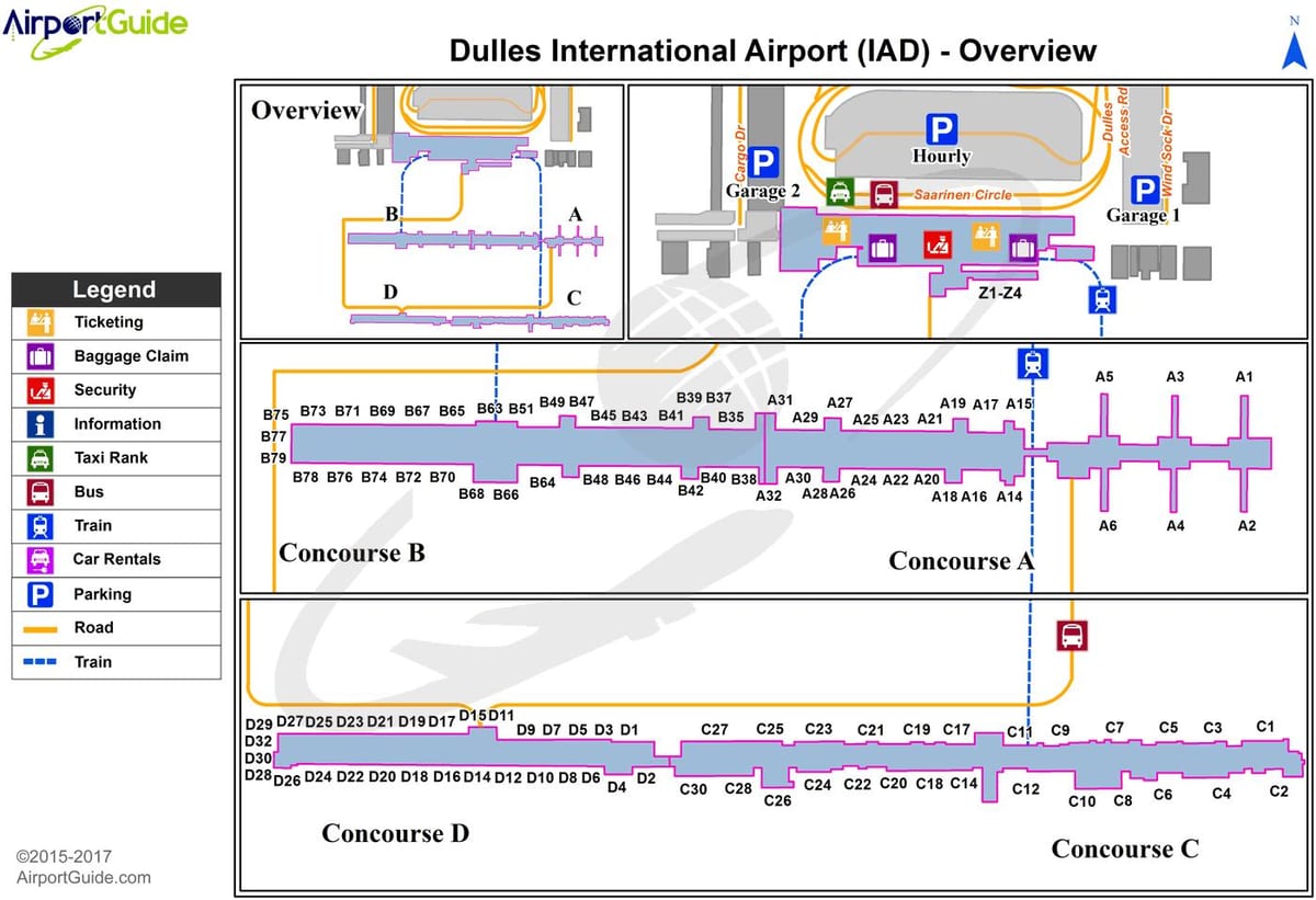 washington iad airport hartă