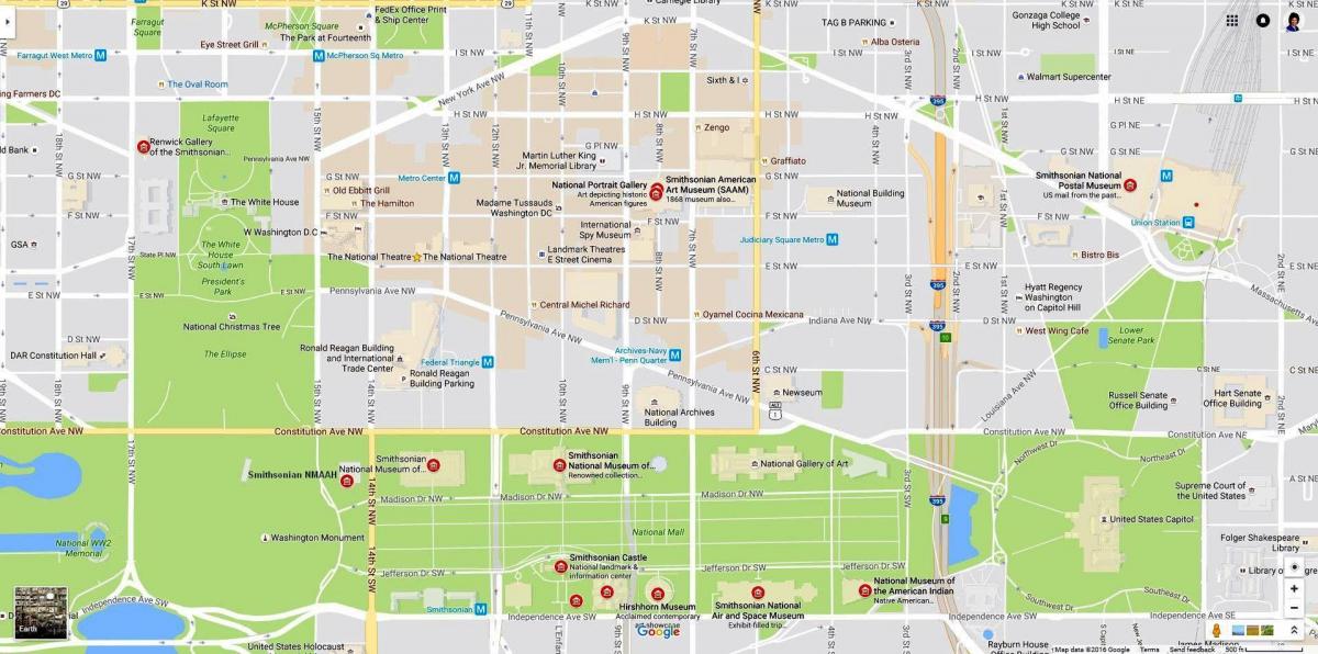 harta de national mall și muzee