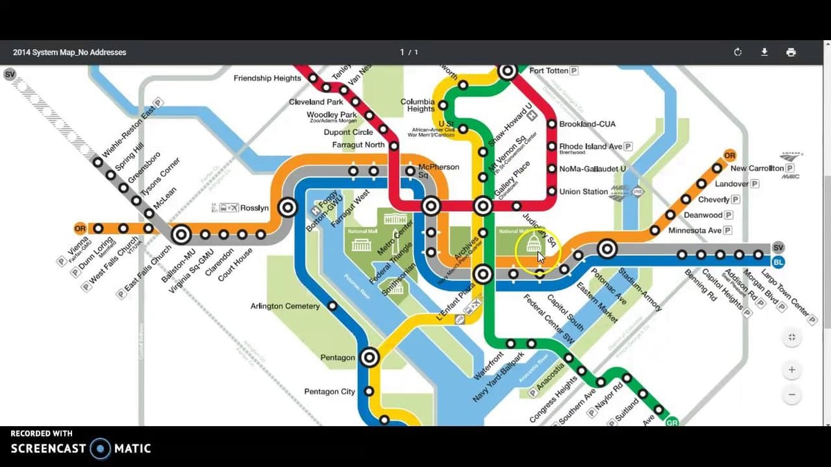 dc călătorie de metrou hartă