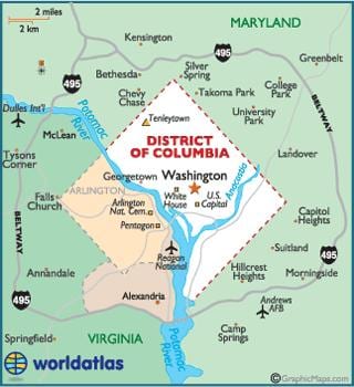 washington dc și de stat de la washington hartă