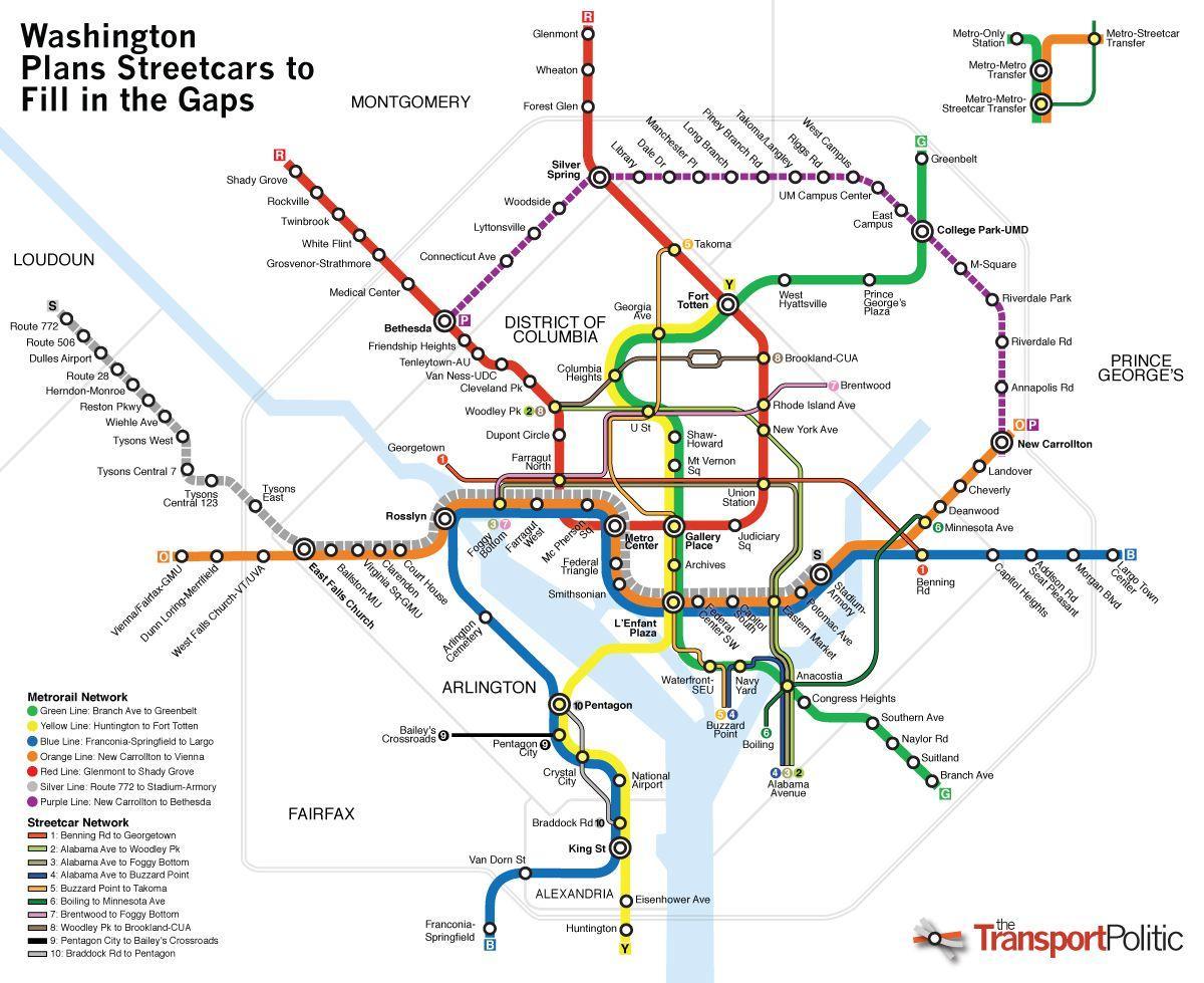washington tranzit hartă
