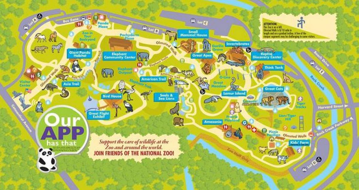 grădina zoologică națională din washington dc hartă
