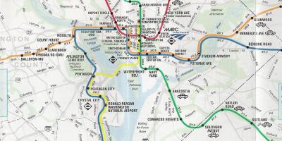 Washington dc hartă, cu stații de metrou