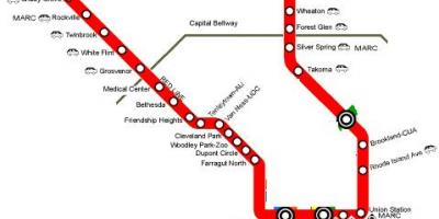 Washington dc linia roșie arată hartă