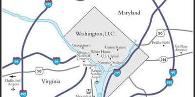 Washington metropolitan area arată hartă