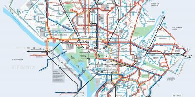 Washington dc rute de autobuz hartă