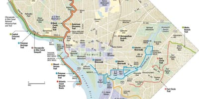Washington dc trasee de biciclete hartă