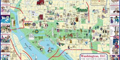 Harta hartă de mers pe jos de atracții washington dc