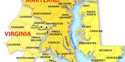 Harta dc, maryland și virginia