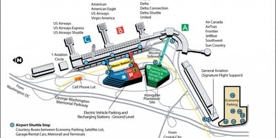 Harta aeroporturilor, în apropiere de washington dc