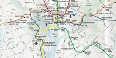 Washington dc street arată hartă cu stațiile de metrou