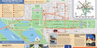 Washington dc hop on hop off harta rutelor de autobuz