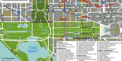 Washington national mall hartă